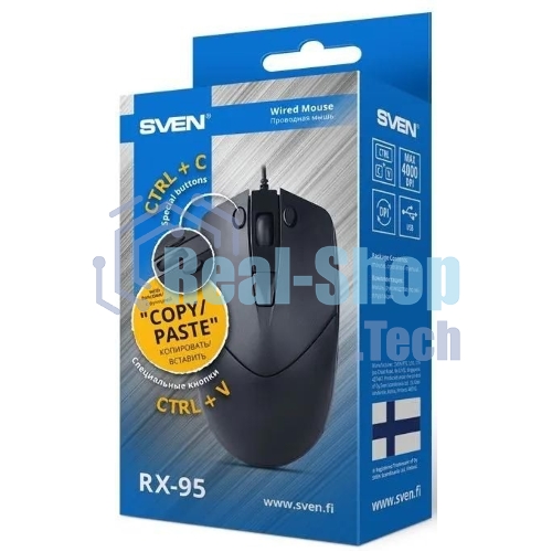 Мышь проводная SVEN RX-95 черный, 4000 dpi, USB, кнопки - 6