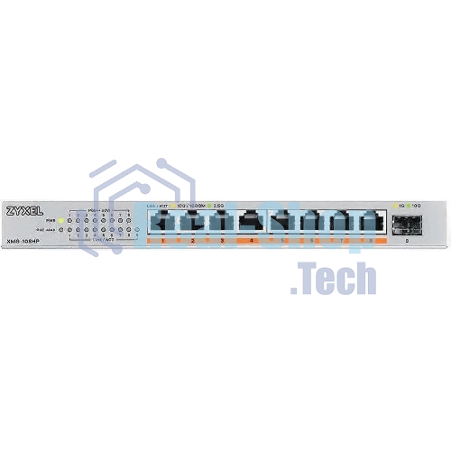 Коммутатор Zyxel XMG-108HP-EU0101F (L2) 8x2.5 Гбит/с 1SFP+ 8PoE++ 100W неуправляемый
