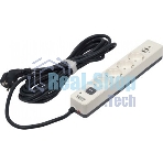 Сетевой фильтр Powercom SP-01 USB2A1CW 3,0М 3.0 м, 4 розетки, белый/серый, коробка