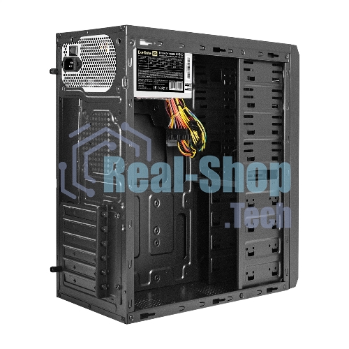 Компьютерный корпус Miditower ExeGate UN-605B-UN600 (ATX, БП UN600 с вент. 12см, 2*USB, аудио, блокировка, черный)