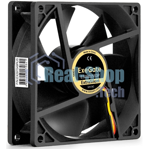 Вентилятор 12В DC ExeGate ExtraSilent ES09225S3P (92x92x25 мм, Sleeve bearing (подшипник скольжения), 3pin, 2000RPM, 25dBA)