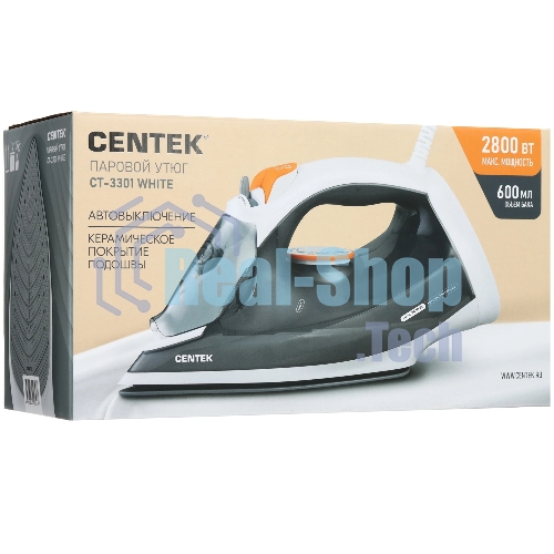 Утюг Centek CT-3301 белый/серый, 2800 Вт, 50 г/мин, 190 г/мин, 600 мл