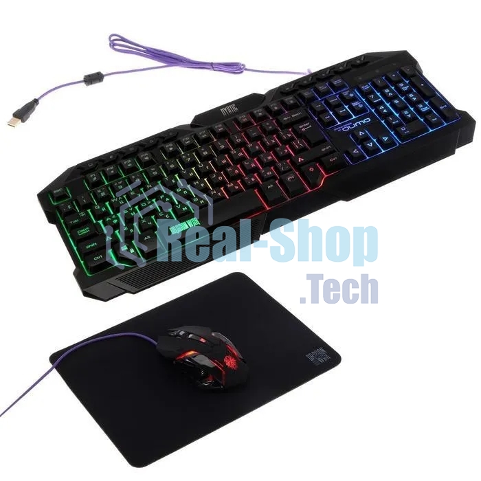 Комплект клавиатура+мышь Qumo Mystic K58/M76 проводной, USB, 3200 DPI, чёрный