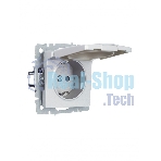 Розетка 1-местная IEK BRITE РСбш10-3-БрА (BR-R16-16-K47) с заземлением, с защитными шторками и крышкой, 16А IP20, алюминий