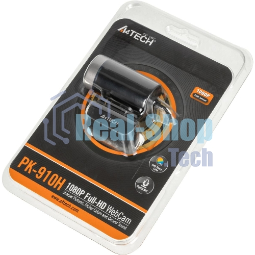 Веб-камера A4Tech PK-910H 1920x1080, 30 кадр/с, USB Type-A, микрофон (шумоподавление), универсальное крепление