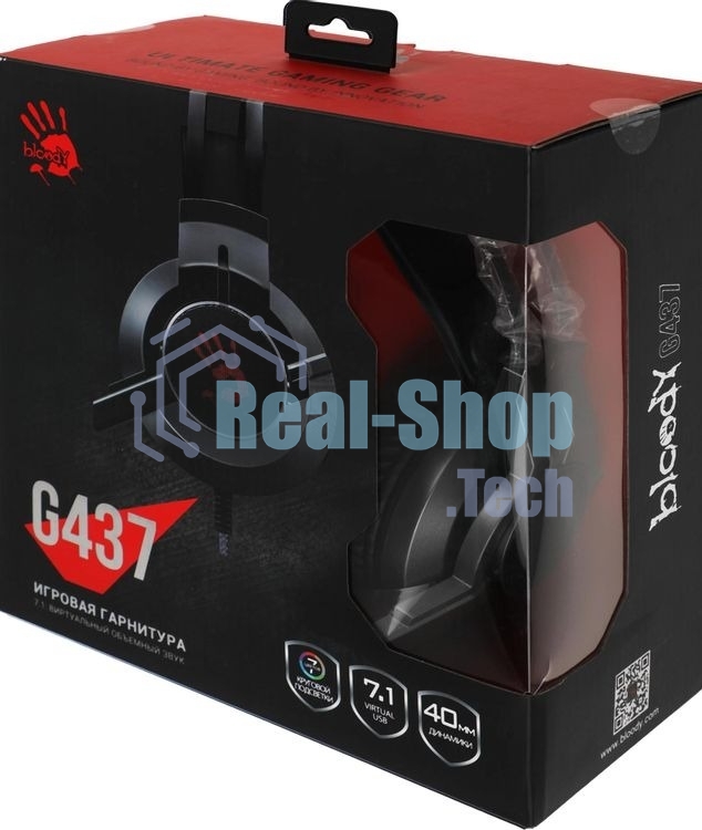 Гарнитура Bloody G437 чёрный, проводная, подсветка