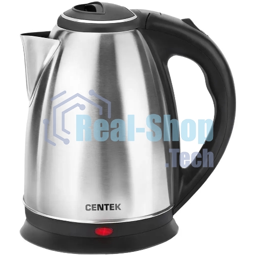 Чайник электрический Centek CT-0035 матовый, металл, 1,5 л, 2000 W, хромированная вставка на крышке
