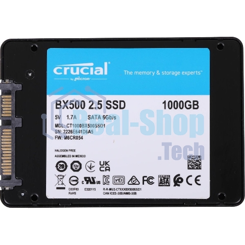 Накопитель SSD Crucial BX500, 1Tb, SATA III, 2.5