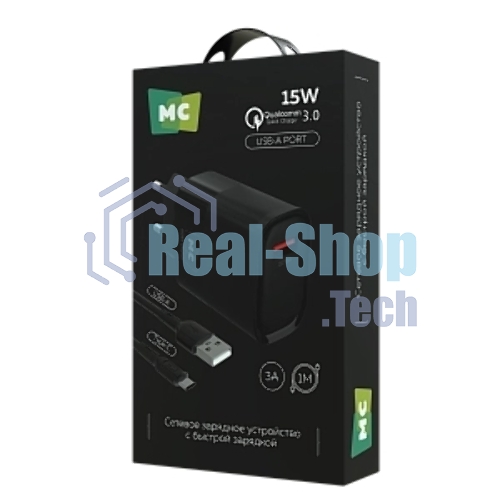 Сетевое зарядное устройство MORE CHOICE (4620202553393) NC09a 1USB 3.0A QC3.0 15W б, черный