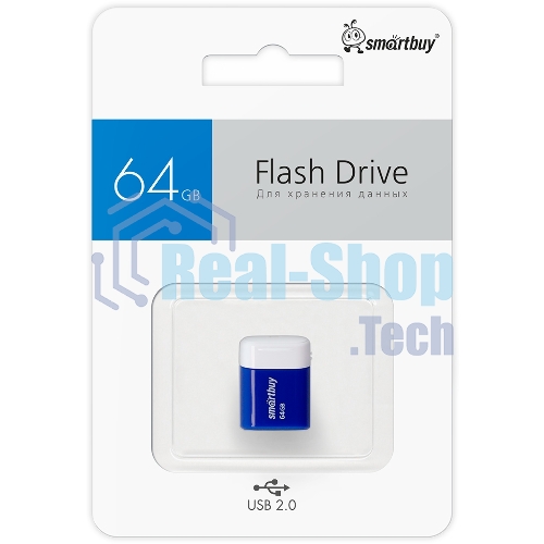 Флешка USB SmartBuy LARA Blue (SB64 GbLARA-B), 64Gb, USB 2.0, R/W 15/5, синий/белый