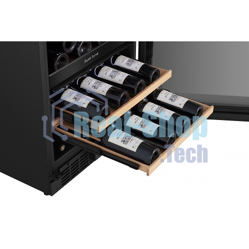 Встраиваемы е винный шкаф Gorenje WCU68F6BG4WF, объем 138 л, вместительность 46 бутылок, 4 полки, цифровой дисплей, Wi-Fi, LED освещение, защита от УФ-излучения, энергоэффективность А+, черный