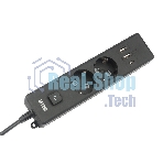 Бытовой удлинитель PowerCube, 2 р с/з вык.,3USB, 3500 Вт, 16А, 1.9 м, 3x1,0 черный PC-5B-2M