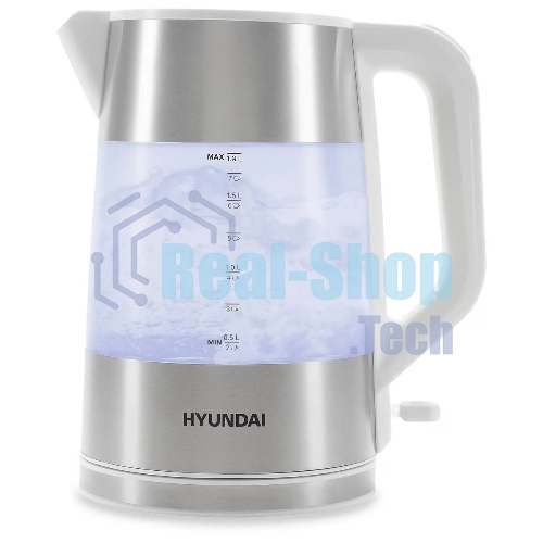Чайник электрический Hyundai HYK-P4025 1.9 л, 2200 Вт, белый (корпус: пластик)