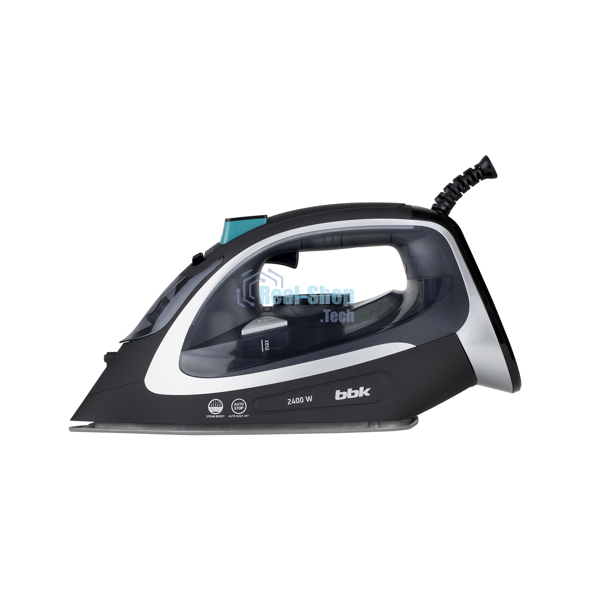 Утюг BBK ISE-2405 черный/серебро, 2400 Вт, 45 г/мин, 170 г/мин, 320 мл