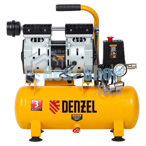 Компрессор Denzel DLS650/10 безмаслянный малошумный 650 Вт, 120 л/мин,ресивер 10 л