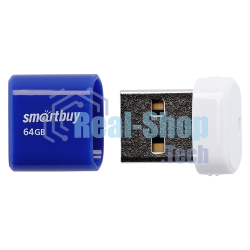 Флешка USB SmartBuy LARA Blue (SB64 GbLARA-B), 64Gb, USB 2.0, R/W 15/5, синий/белый