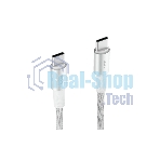 Кабель OLMIO MASTER, Type-C - Type-C, 60W 3A, 1.2м, тканевая оплетка, белый