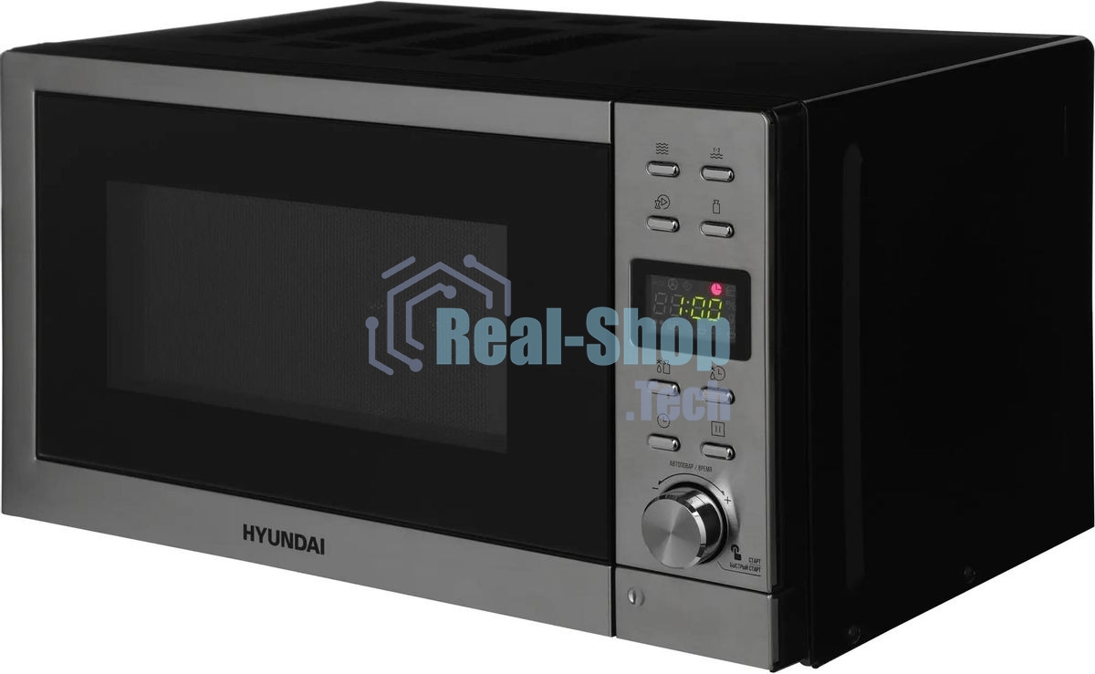 Микроволновая печь Hyundai HYM-D3043 серебристый, 20 л, 700 Вт, переключатели - кнопки, поворотный механизм