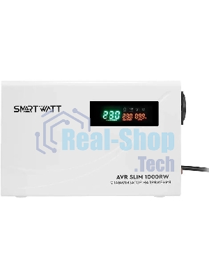 Настенный стабилизатор напряжения SMARTWATT AVR SLIM 1000RW (100W - 260W, 1000VA, 1 кВт, 50 Гц, розеток - 1, LED-дисплей