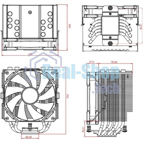 Кулер ID-COOLING SE-226-XT черный 120мм алюминий/медь 1800rpm 35db 4-pin 250W 154мм