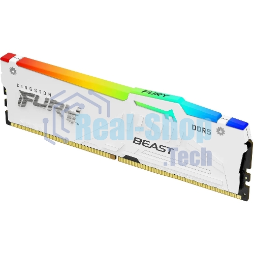 Оперативная память Kingston Fury Beast, DDR5, 32Gb (1x32GB), 5600MHz, CL36, DIMM, радиатор, RGB, белый