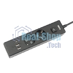 Бытовой удлинитель PowerCube, 2 р с/з вык.,3USB, 3500 Вт, 16А, 1.9 м, 3x1,0 черный PC-5B-2M