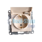 Механизм розетки 1-м СП AtlasDesign 16А IP20 с заземл. защ. шторки с крышкой беж.