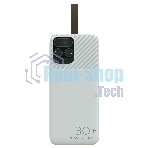 Портативный аккумулятор More choice (4620202550644) PB55-30 с кабелем 1USB 3.0A 22.5W PD - 30000mAh белый