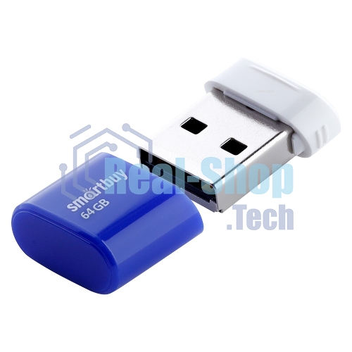 Флешка USB SmartBuy LARA Blue (SB64 GbLARA-B), 64Gb, USB 2.0, R/W 15/5, синий/белый