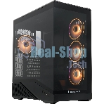 Компьютерный корпус без блока питания HSPD F711-TGbK-ARGB, Panoramic Full Tower, черный, TG, 0.7 SPCC, 4x120мм ARGB ATX, mATX, mITX 190/420/280мм 2x2.5