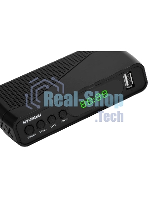 Приставка для цифрового ТВ Hyundai H-DVB500 черный, DVB-T2, DVB-T, DVB-C, HDMI, USB 2.0 х2