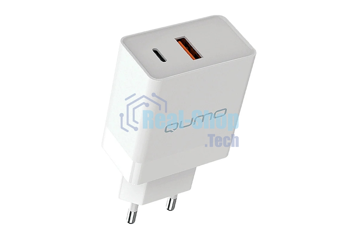 Сетевое зарядное устройство Qumo Energy light (Charger 0052) PD 20W, 2USB, Type-C + QC3.0, белый