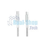 Кабель OLMIO MASTER, Type-C - Type-C, 60W 3A, 1.2м, тканевая оплетка, белый