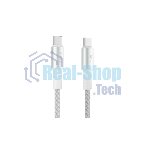 Кабель OLMIO MASTER, Type-C - Type-C, 60W 3A, 1.2м, тканевая оплетка, белый