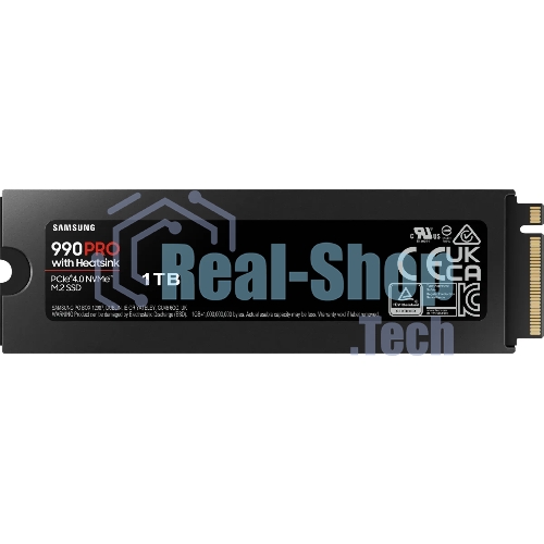 Накопитель SSD Samsung 990 PRO, 1000Gb, PCIe 4.0 x4, M.2 2280, NVMe, R/W 7450/6900, с радиатором