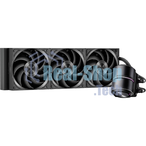 Система охлаждения Water Cooling System PCCooler DE360 Pro BK (300W, 360мм, Black, ARGB Pump, Fans: 3x120мм, 86.73CFM, 32dBA, 2200RPM/Pump height 57мм, 28dBA, 3200RPM, Rad thickness 27мм/S: 1851, 1700, 1200, 115X, AM5, AM4, AM3)