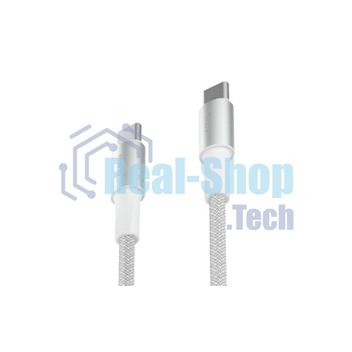 Кабель OLMIO MASTER, Type-C - Type-C, 60W 3A, 1.2м, тканевая оплетка, белый