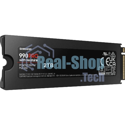 Накопитель SSD Samsung 990 PRO, 2000Gb, PCIe 4.0 x4, M.2 2280, NVMe, R/W 7450/6900, с радиатором