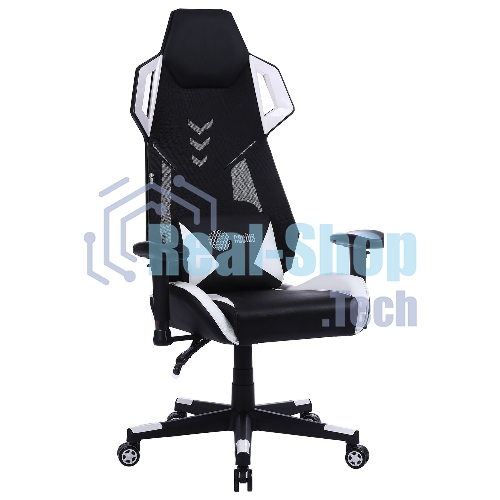 Кресло игровое Cactus CS-CHR-090BLW черный/белый, сиденье черный/белый, эко.кожа, крестовина пластик, пластик черный/белый