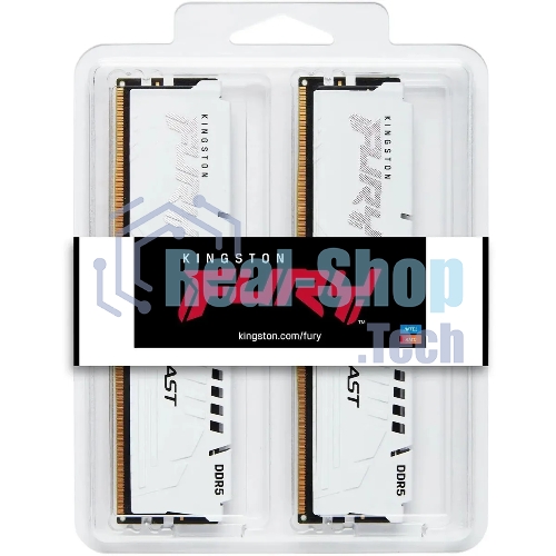 Оперативная память Kingston Fury Beast, DDR5, 64Gb (2x32Gb), 5600MHz, CL40, DIMM, с радиатором, белый