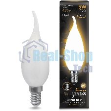 Лампа светодиодная филаментная Gauss Filament 5Вт цок.: E14 свеча 220B св. свеч. бел. теп. (упак.: 10 шт)