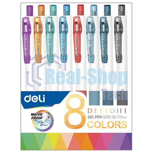 Набор ручек гелевых Deli Delight EG120-8C (8шт), 8 цветов
