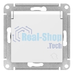 Механизм розетки 1-м СП AtlasDesign 16А IP20 с заземл. защ. шторки с крышкой белый