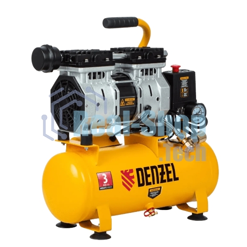 Компрессор Denzel DLS650/10 безмаслянный малошумный 650 Вт, 120 л/мин,ресивер 10 л