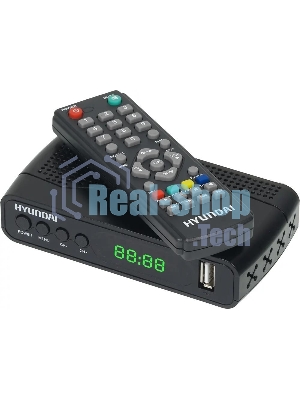 Приставка для цифрового ТВ Hyundai H-DVB500 черный, DVB-T2, DVB-T, DVB-C, HDMI, USB 2.0 х2