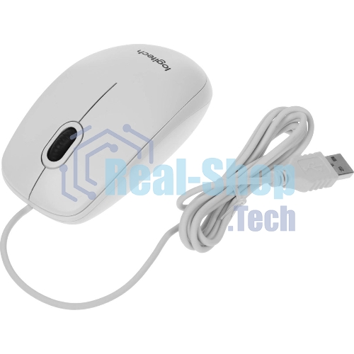 Мышь проводная Logitech B100 белый, 1000 dpi, USB, кнопки - 3