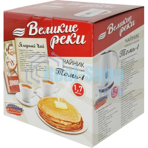 Чайник электрический Великие Реки Томь-1 белый/зеленый