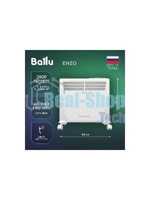 Конвектор электрический Ballu Enzo BEC/EZER-1000 белый, 1000 Вт, 15 м2, термостат, дисплей