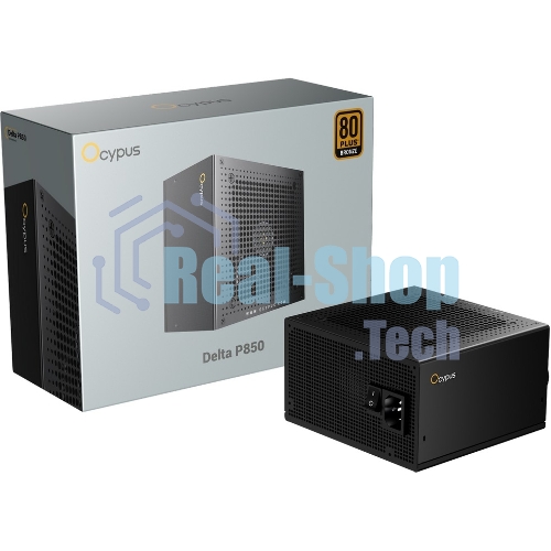 Блок питания 850W Ocypus Delta P850 (ATX, 80+ Bronze, APFC, 20+4 pin, 120мм fan, PCI-E 6+2Px3, 8xSATA) (Delta-P850-B1FDBK024X-EU)