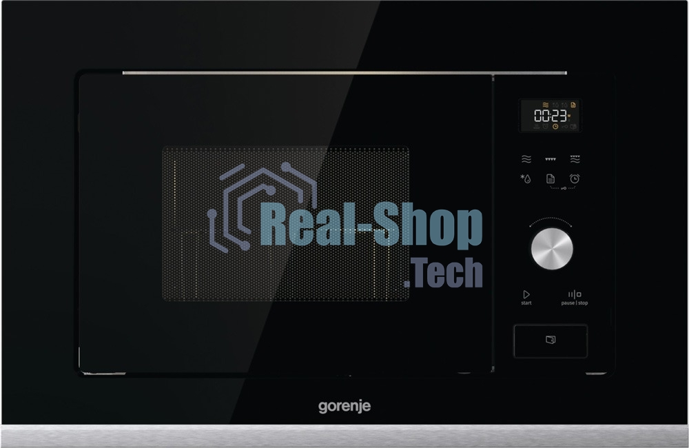 Встраиваемая микроволновая печь GORENJE BMX201AG1BG черный/серебристый, 20 л, 800 Вт, переключатели - сенсор, поворотный механизм